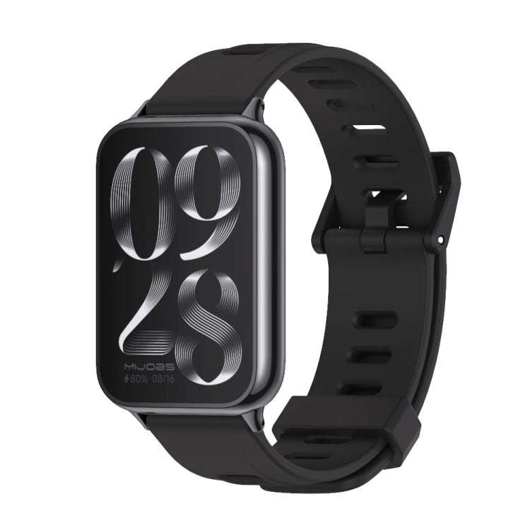 For Xiaomi Smart Band 9 Pro / 8 Pro Mijobs Flat Hole Breathable Silicone Watch Band(Black)