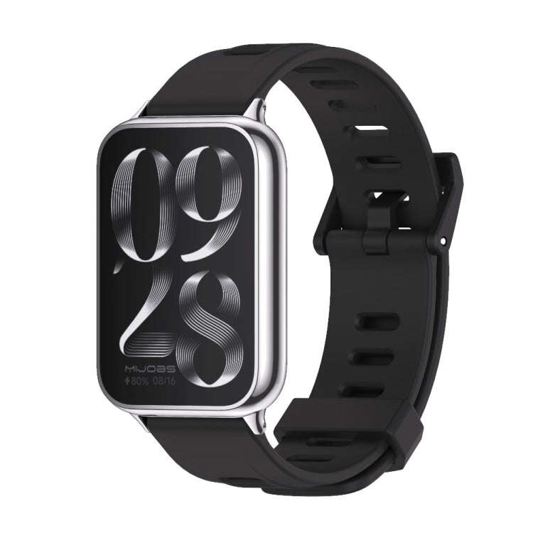 For Xiaomi Smart Band 9 Pro / 8 Pro Mijobs Flat Hole Breathable Silicone Watch Band(Black+Silver)