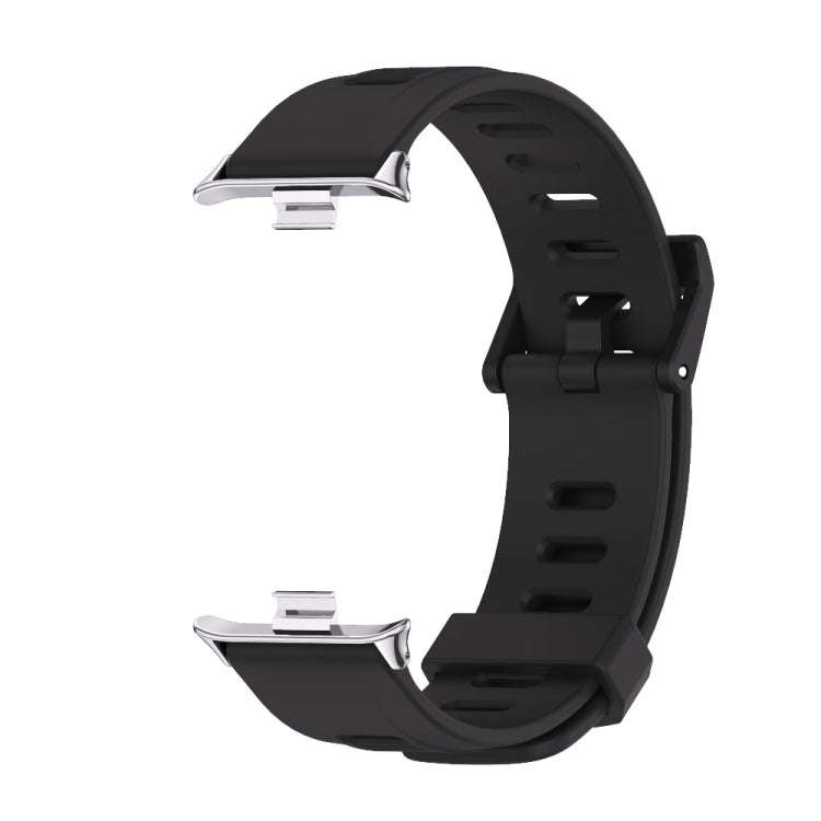 For Xiaomi Smart Band 9 Pro / 8 Pro Mijobs Flat Hole Breathable Silicone Watch Band(Black+Silver)