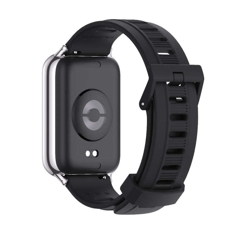 For Xiaomi Smart Band 9 Pro / 8 Pro Mijobs Flat Hole Breathable Silicone Watch Band(Black+Silver)