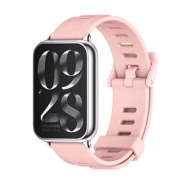 For Xiaomi Smart Band 9 Pro / 8 Pro Mijobs Flat Hole Breathable Silicone Watch Band(Pink+Silver)