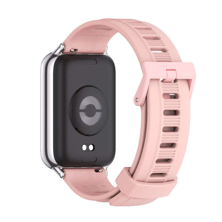 For Xiaomi Smart Band 9 Pro / 8 Pro Mijobs Flat Hole Breathable Silicone Watch Band(Pink+Silver)