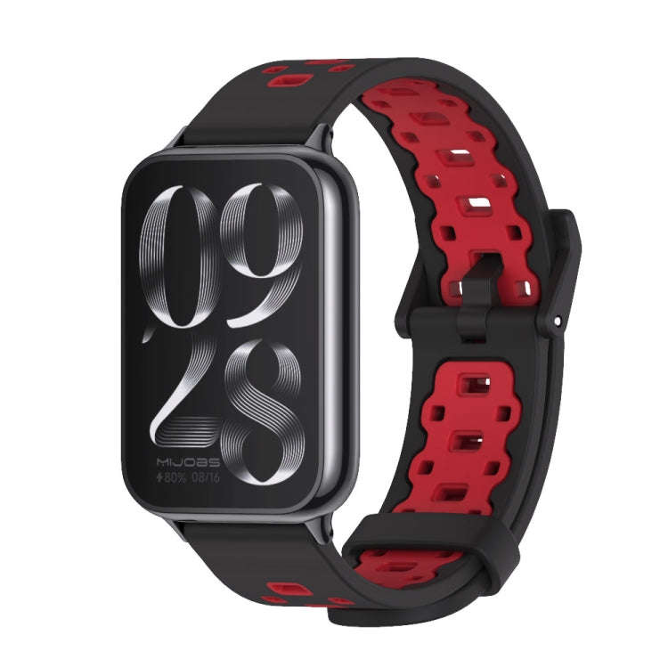 For Xiaomi Smart Band 9 Pro / 8 Pro Mijobs Square Hole Breathable Silicone Watch Band(Black Red)
