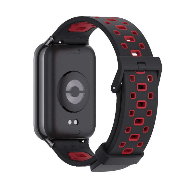 For Xiaomi Smart Band 9 Pro / 8 Pro Mijobs Square Hole Breathable Silicone Watch Band(Black Red)