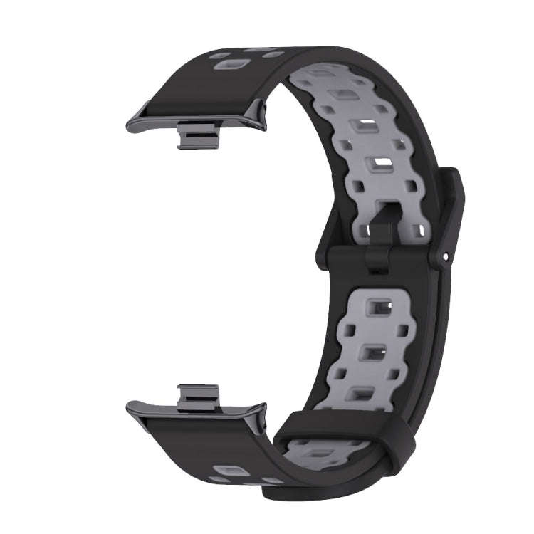 For Xiaomi Smart Band 9 Pro / 8 Pro Mijobs Square Hole Breathable Silicone Watch Band(Black Grey)