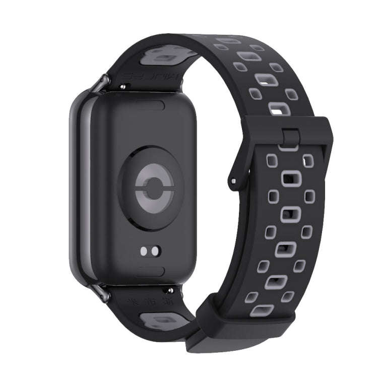 For Xiaomi Smart Band 9 Pro / 8 Pro Mijobs Square Hole Breathable Silicone Watch Band(Black Grey)