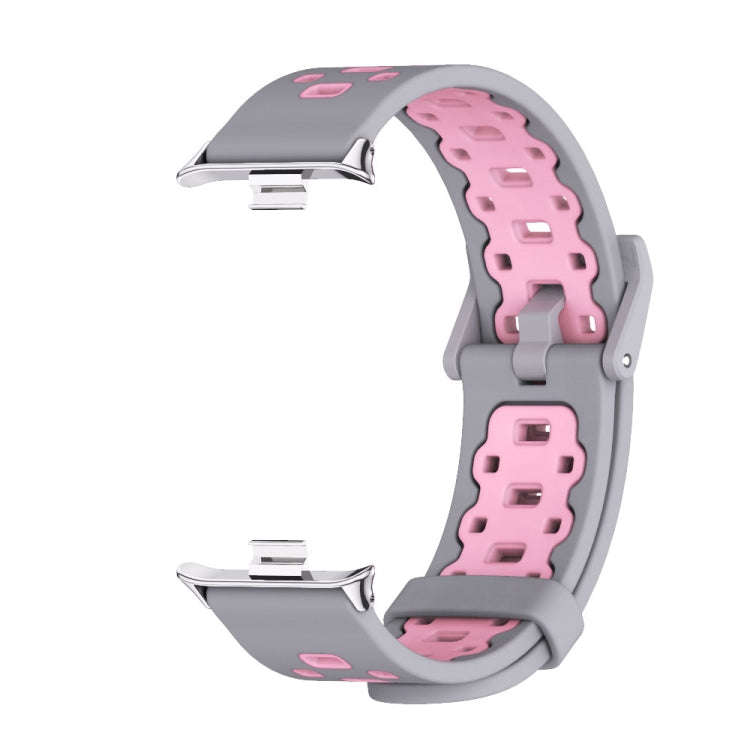 For Xiaomi Smart Band 9 Pro / 8 Pro Mijobs Square Hole Breathable Silicone Watch Band(Grey Pink)