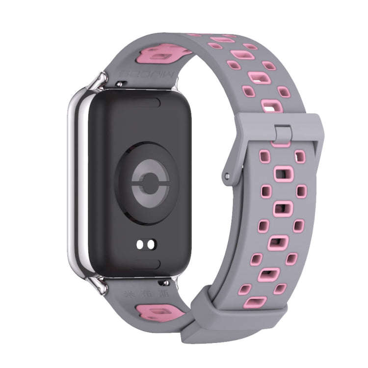 For Xiaomi Smart Band 9 Pro / 8 Pro Mijobs Square Hole Breathable Silicone Watch Band(Grey Pink)