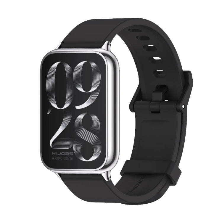 For Xiaomi Smart Band 9 Pro / 8 Pro Mijobs Silicone Breathable Watch Band(Black Silver)