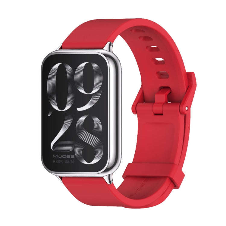 For Xiaomi Smart Band 9 Pro / 8 Pro Mijobs Silicone Breathable Watch Band(Red+Silver)