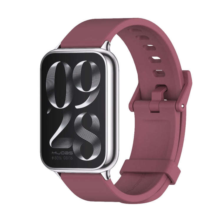 For Xiaomi Smart Band 9 Pro / 8 Pro Mijobs Silicone Breathable Watch Band(Wine Red+Silver)