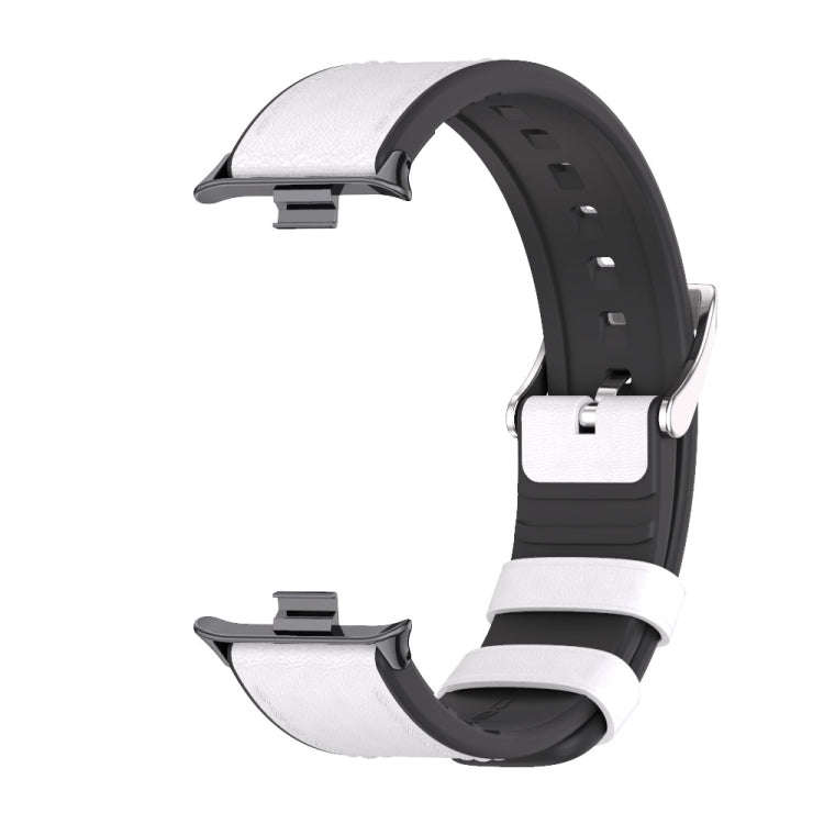 For Xiaomi Smart Band 9 Pro / 8 Pro Mijobs TPU Leather Watch Band(White Black)