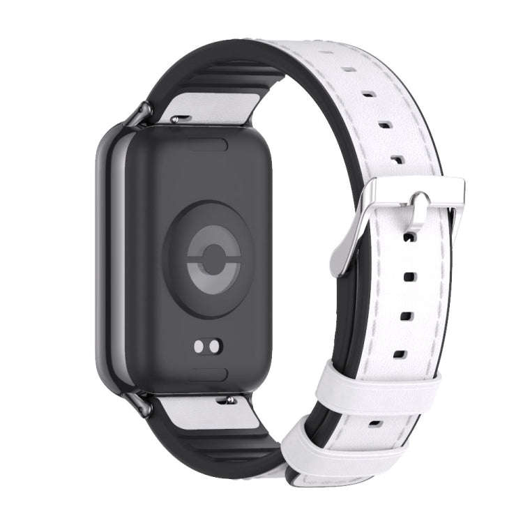 For Xiaomi Smart Band 9 Pro / 8 Pro Mijobs TPU Leather Watch Band(White Black)
