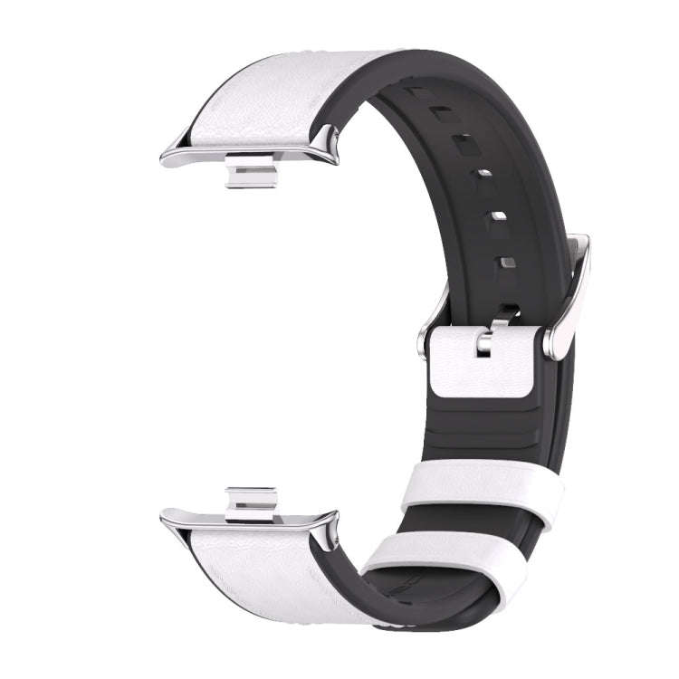 For Xiaomi Smart Band 9 Pro / 8 Pro Mijobs TPU Leather Watch Band(White Silver)