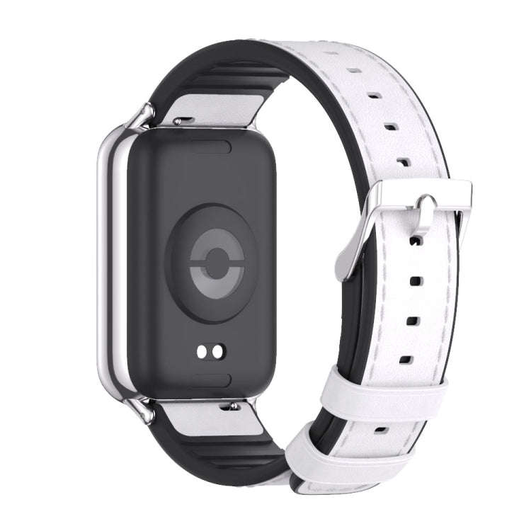 For Xiaomi Smart Band 9 Pro / 8 Pro Mijobs TPU Leather Watch Band(White Silver)