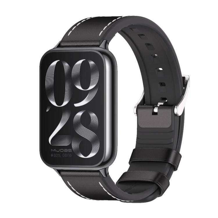 For Xiaomi Smart Band 9 Pro / 8 Pro Mijobs TPU Leather Watch Band(Black)