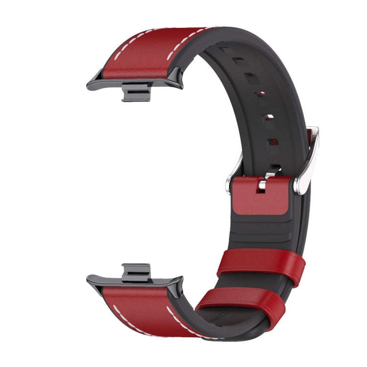 For Xiaomi Smart Band 9 Pro / 8 Pro Mijobs TPU Leather Watch Band(Red Black)
