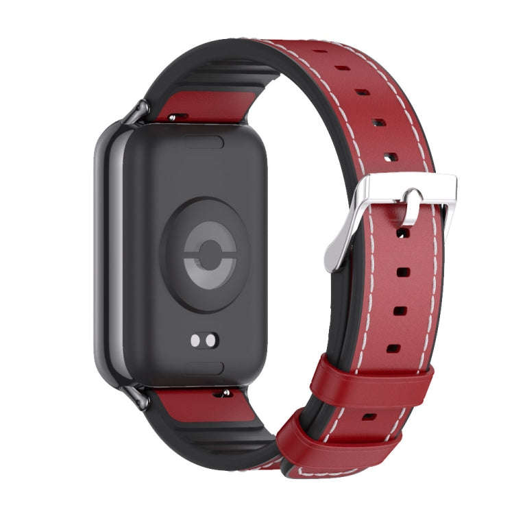 For Xiaomi Smart Band 9 Pro / 8 Pro Mijobs TPU Leather Watch Band(Red Black)