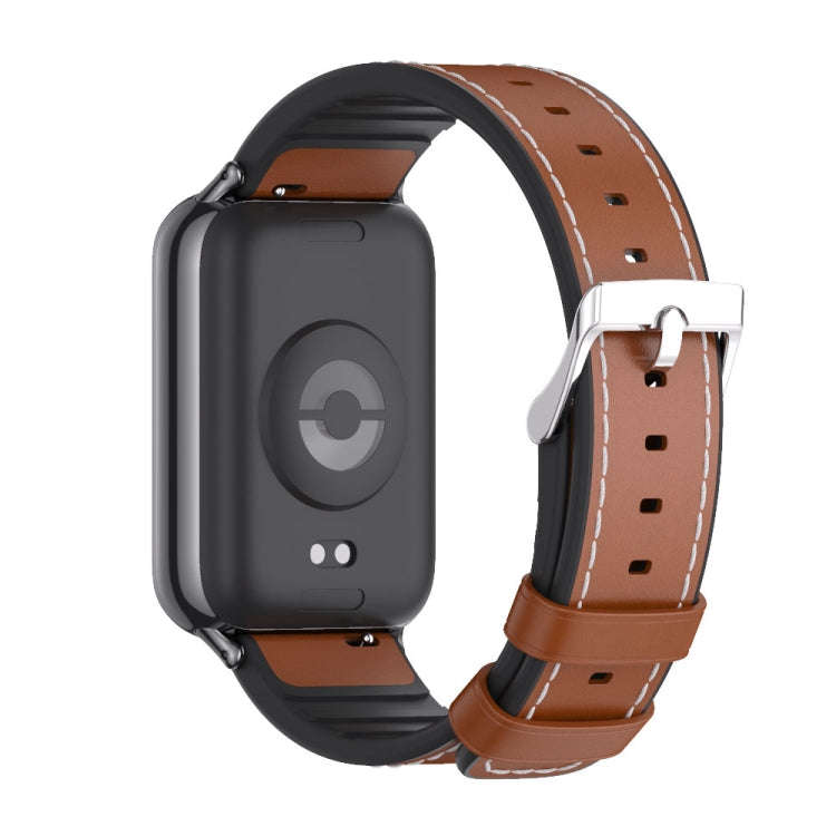 For Xiaomi Smart Band 9 Pro / 8 Pro Mijobs TPU Leather Watch Band(Brown Black)