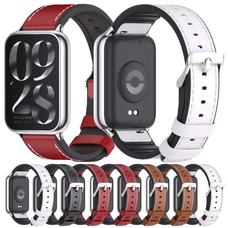 For Xiaomi Smart Band 9 Pro / 8 Pro Mijobs TPU Leather Watch Band(Brown Black)