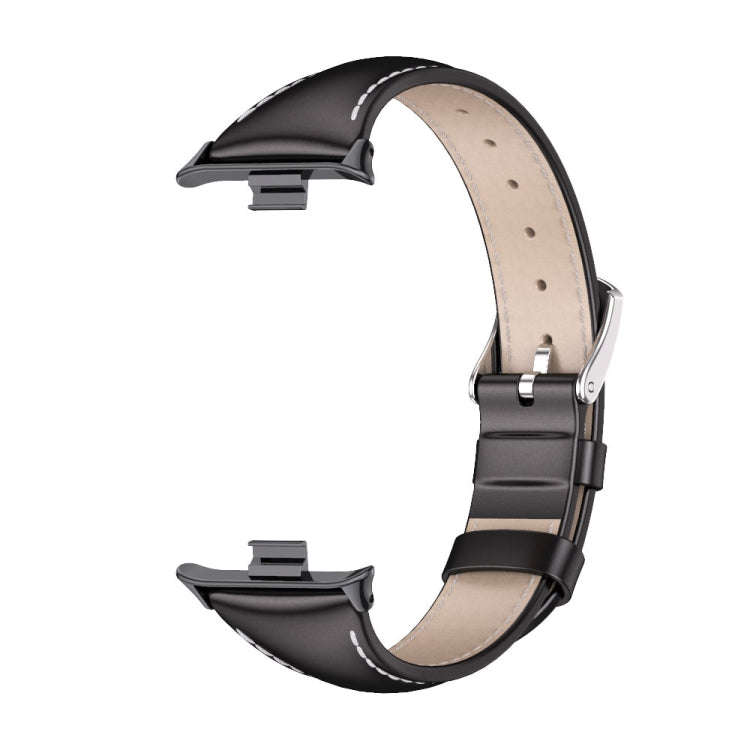 For Xiaomi Smart Band 9 Pro / 8 Pro Mijobs Genuine Leather Slim Watch Band(Black)