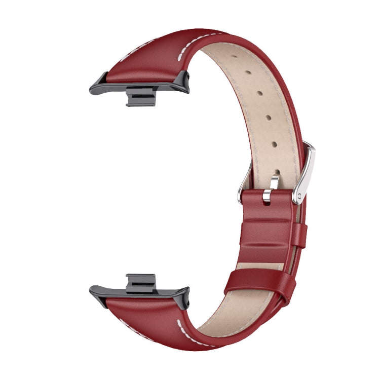 For Xiaomi Smart Band 9 Pro / 8 Pro Mijobs Genuine Leather Slim Watch Band(Red Black)