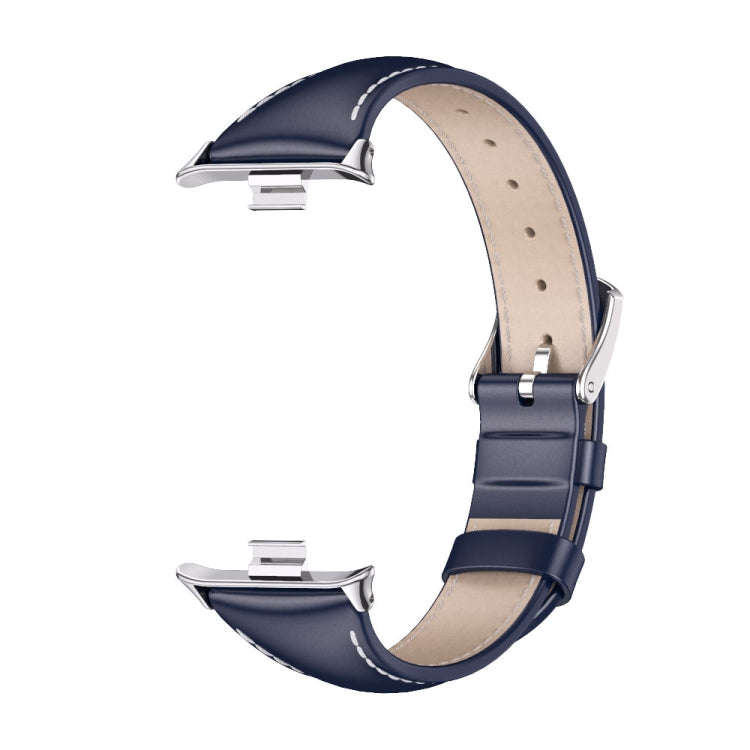 For Xiaomi Smart Band 9 Pro / 8 Pro Mijobs Genuine Leather Slim Watch Band(Blue Silver)