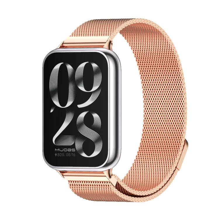 For Xiaomi Smart Band 9 Pro / 8 Pro Mijobs Milan Magnetic Stainless Steel Watch Band(Rose Gold)