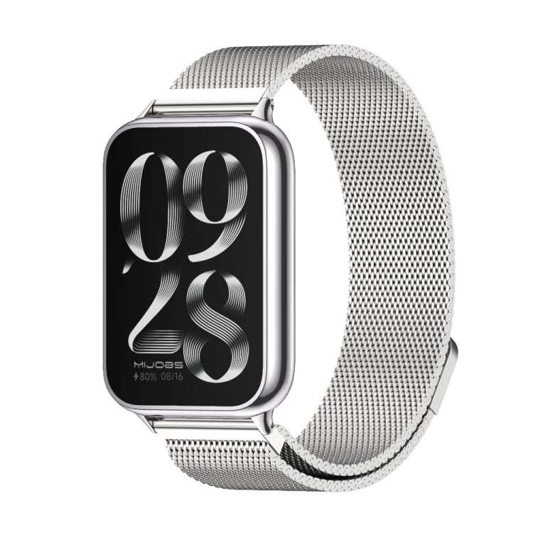 For Xiaomi Smart Band 9 Pro / 8 Pro Mijobs Milan Magnetic Stainless Steel Watch Band(Silver)