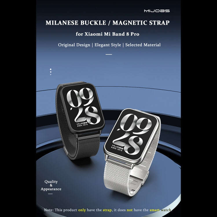 For Xiaomi Smart Band 9 Pro / 8 Pro Mijobs Milan Magnetic Stainless Steel Watch Band(Rose Gold)