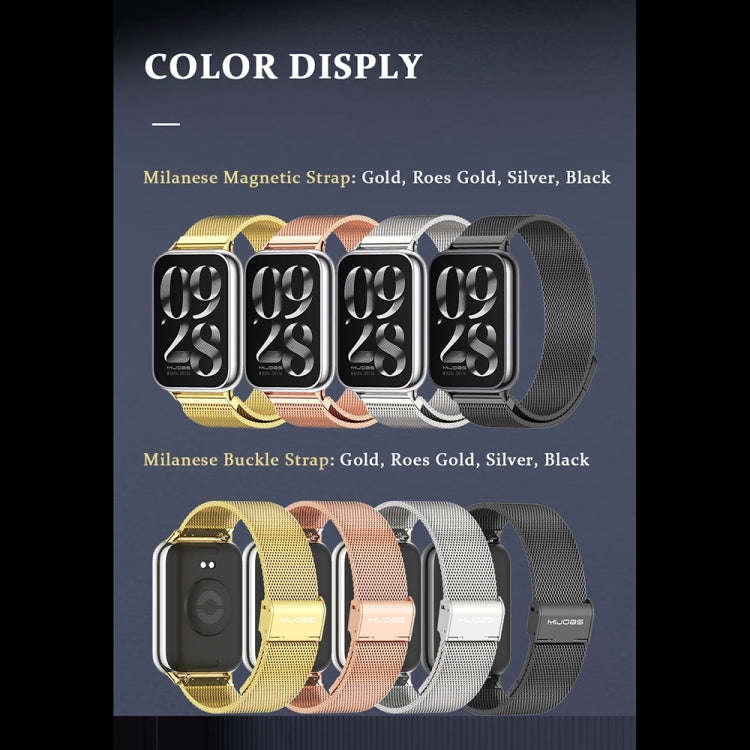 For Xiaomi Smart Band 9 Pro / 8 Pro Mijobs Milan Magnetic Stainless Steel Watch Band(Rose Gold)