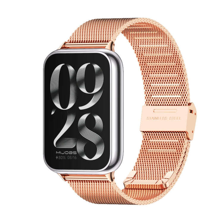For Xiaomi Smart Band 9 Pro / 8 Pro Mijobs Milan Buckle Stainless Steel Watch Band(Rose Gold)