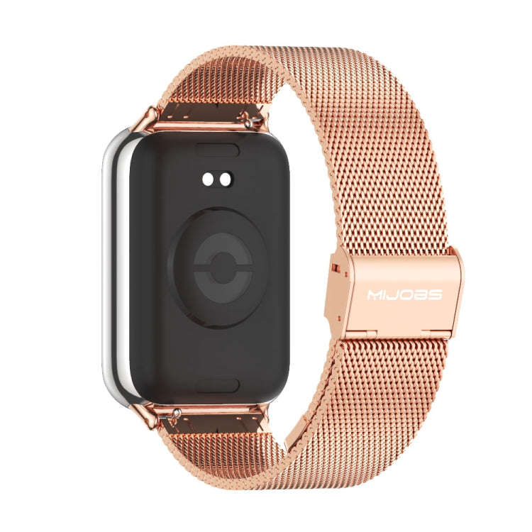 For Xiaomi Smart Band 9 Pro / 8 Pro Mijobs Milan Buckle Stainless Steel Watch Band(Rose Gold)