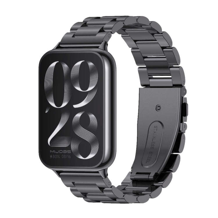 For Xiaomi Smart Band 9 Pro / 8 Pro Mijobs Three Beads Stainless Steel Watch Band(Black)