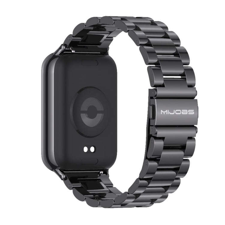 For Xiaomi Smart Band 9 Pro / 8 Pro Mijobs Three Beads Stainless Steel Watch Band(Black)
