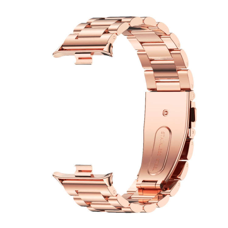 For Xiaomi Smart Band 9 Pro / 8 Pro Mijobs Three Beads Stainless Steel Watch Band(Rose Gold)