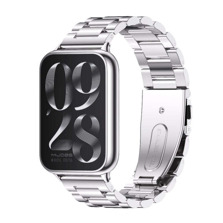 For Xiaomi Smart Band 9 Pro / 8 Pro Mijobs Three Beads Stainless Steel Watch Band(Silver)