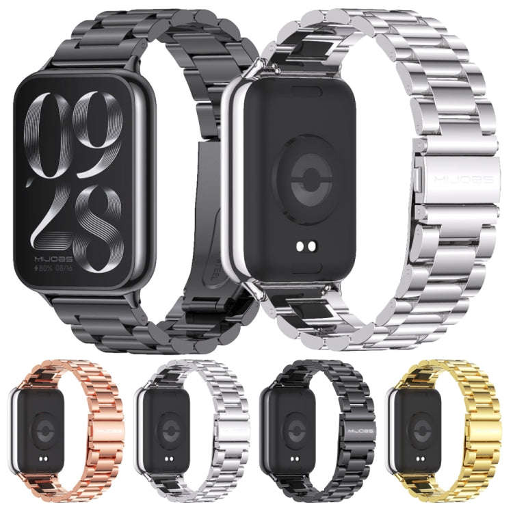 For Xiaomi Smart Band 9 Pro / 8 Pro Mijobs Three Beads Stainless Steel Watch Band(Silver)