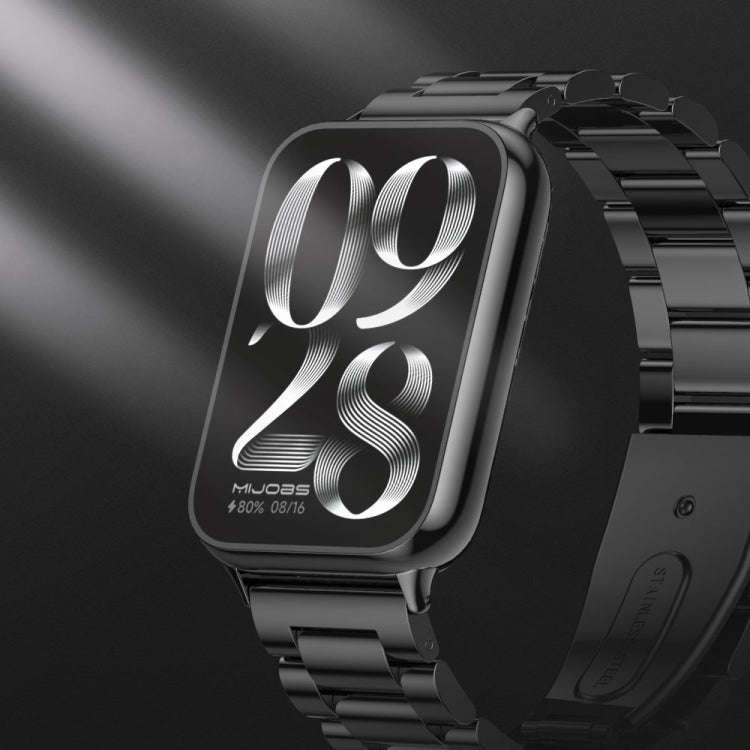 For Xiaomi Smart Band 9 Pro / 8 Pro Mijobs Three Beads Stainless Steel Watch Band(Black)
