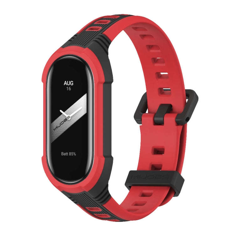 For Xiaomi Mi Band 8 MIJOBS Unibody Two Color Silicone Watch Band(Black Red)
