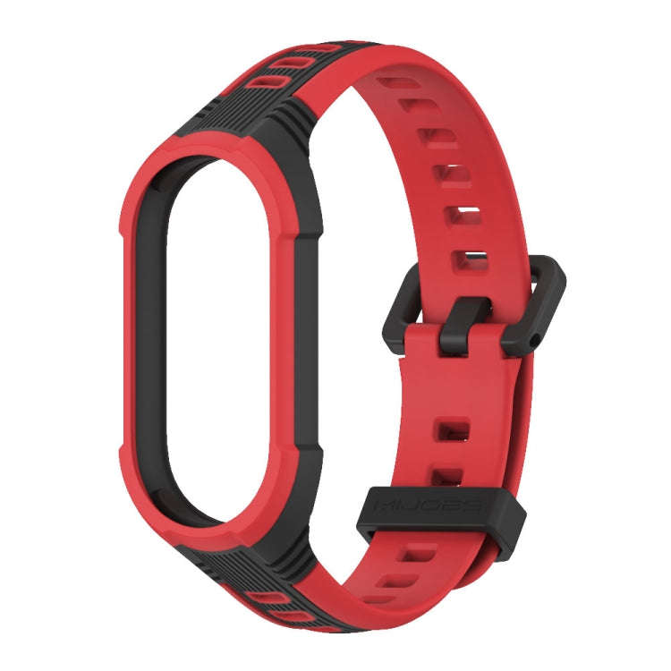 For Xiaomi Mi Band 8 MIJOBS Unibody Two Color Silicone Watch Band(Black Red)