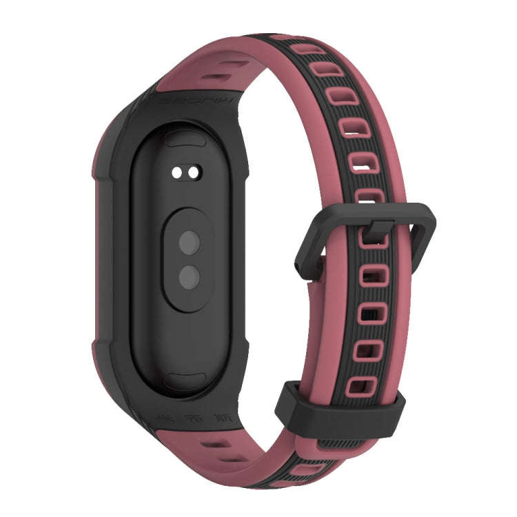 For Xiaomi Mi Band 8 MIJOBS Unibody Two Color Silicone Watch Band(Black Wine Red)