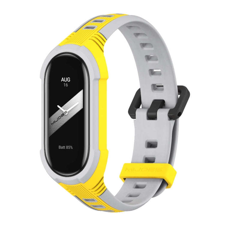 For Xiaomi Mi Band 8 MIJOBS Unibody Two Color Silicone Watch Band(Yellow Grey)