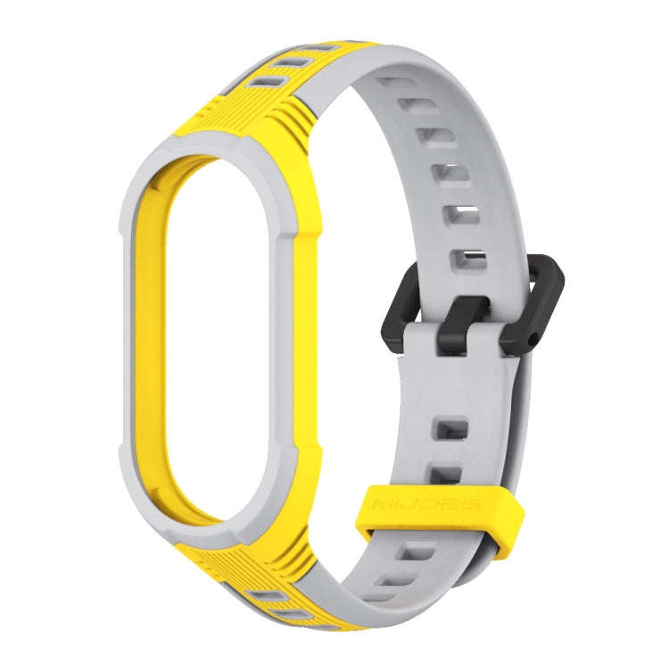 For Xiaomi Mi Band 8 MIJOBS Unibody Two Color Silicone Watch Band(Yellow Grey)