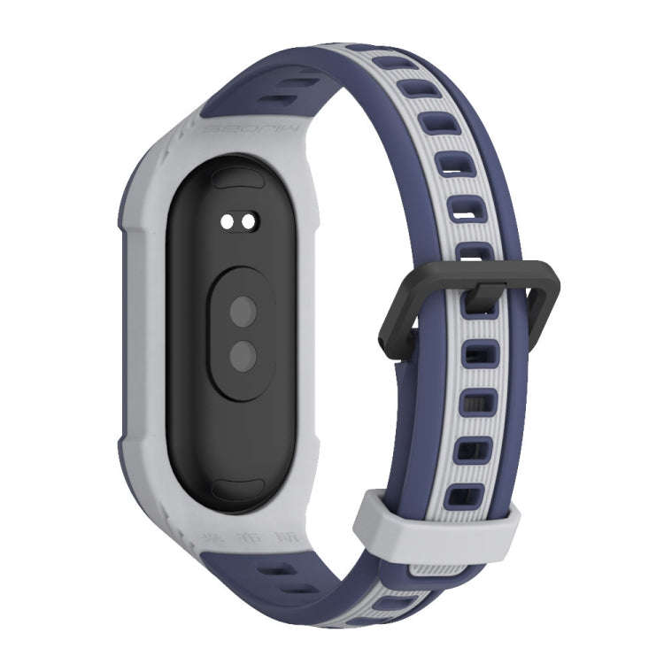 For Xiaomi Mi Band 8 MIJOBS Unibody Two Color Silicone Watch Band(Grey Midnight Blue)