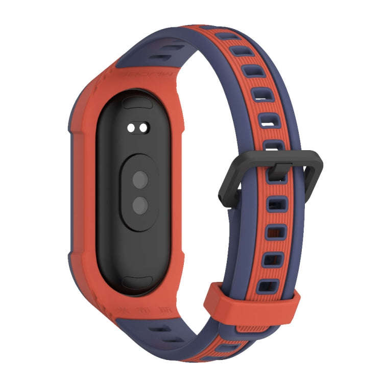 For Xiaomi Mi Band 8 MIJOBS Unibody Two Color Silicone Watch Band(Orang Midnight Blue)