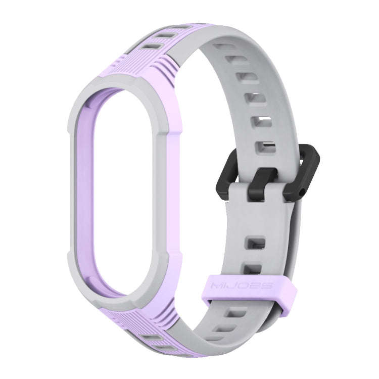 For Xiaomi Mi Band 8 MIJOBS Unibody Two Color Silicone Watch Band(Purple Grey)