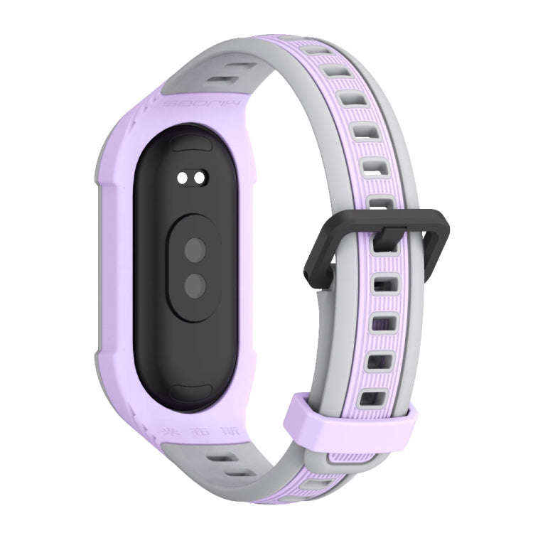 For Xiaomi Mi Band 8 MIJOBS Unibody Two Color Silicone Watch Band(Purple Grey)