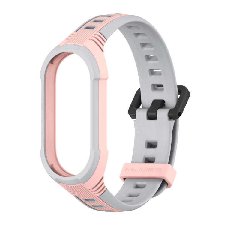 For Xiaomi Mi Band 8 MIJOBS Unibody Two Color Silicone Watch Band(Pink Grey)