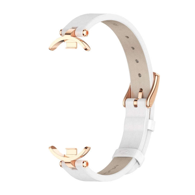 For Xiaomi Mi Band 8 / 9 / 9 NFC Mijobs First Layer Cowhide Watch Band(White Rose Gold)